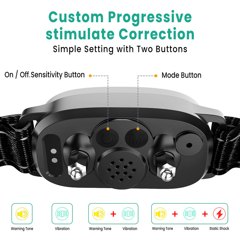 Actualizați zgarda pentru câini anti-lătrat, șocuri electrice automate, bip vibrație, fără lătrat, zgarda de dresaj reîncărcabilă pentru câini, consumabile pentru câini
