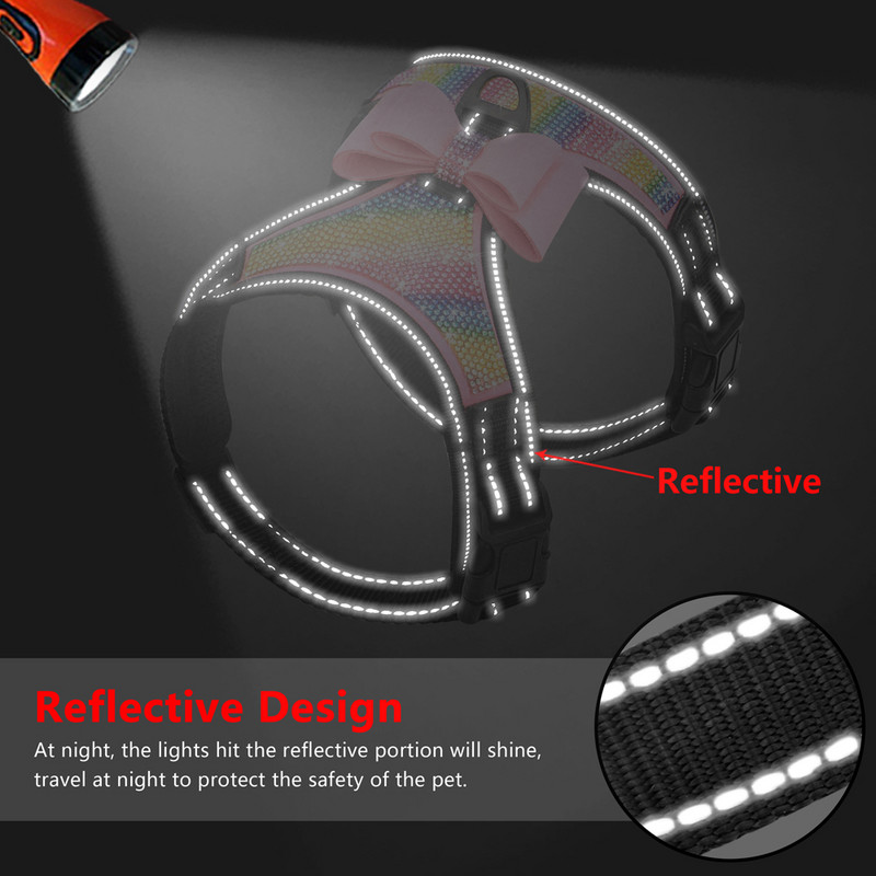 Reflektirajuća naramenica za pse Najlon Pitbull Mops Naramenice za male srednje pse Prsluk Bling Rhinestone Bowknot Pribor za pse Nabavka za kućne ljubimce