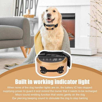 Ηλεκτρικό πώμα γαβγίσματος σκύλου Κολάρο γαβγίσματος σκύλου Αδιάβροχο επαναφορτιζόμενο κολάρο εκπαίδευσης γαβγίσματος σκύλων με ένδειξη LED Προμήθεια κατοικίδιων ζώων