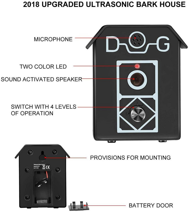 Šunų lojimo kontrolės 50 FT diapazono lojimo sustabdymo įtaisas Ultragarsinis lojimo įtaisas, saugus visiems šunims, naudojamiems patalpose ir lauke.
