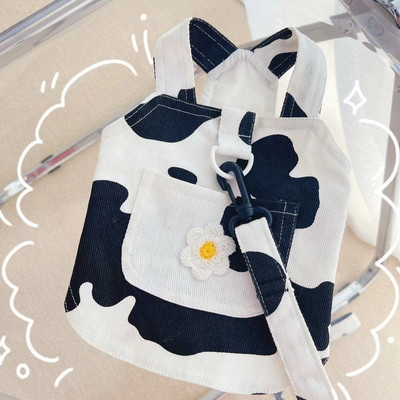 Set de lesă pentru ham pentru pisici pentru câini, drăguț cu imprimeu de vaci, ham pentru animale de companie, vestă denim, cățeluș, rochie pentru câini mici, fustă, haine, articole pentru animale de companie chihuahua