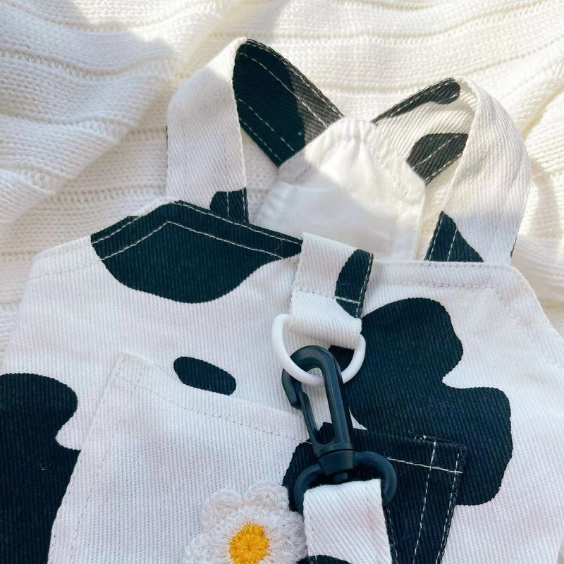 Set de lesă pentru ham pentru pisici pentru câini, drăguț cu imprimeu de vaci, ham pentru animale de companie, vestă denim, cățeluș, rochie pentru câini mici, fustă, haine, articole pentru animale de companie chihuahua