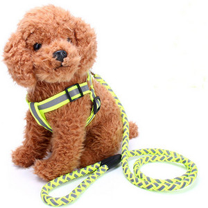 Width Reflective Strap Σετ λουριών και λουριών σκύλου Round Wave Nylon Leashes γιλέκο για μικρομεσαίους σκύλους Chihuahua Pet Shop