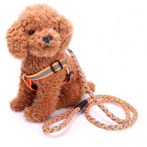Width Reflective Strap Σετ λουριών και λουριών σκύλου Round Wave Nylon Leashes γιλέκο για μικρομεσαίους σκύλους Chihuahua Pet Shop