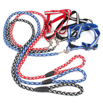 Width Reflective Strap Σετ λουριών και λουριών σκύλου Round Wave Nylon Leashes γιλέκο για μικρομεσαίους σκύλους Chihuahua Pet Shop