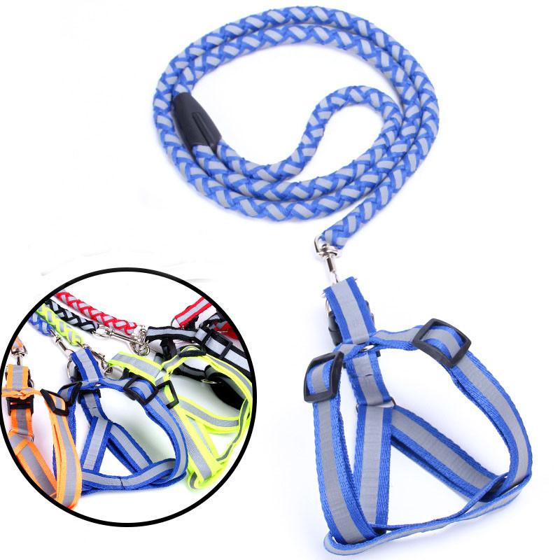 Width Reflective Strap Σετ λουριών και λουριών σκύλου Round Wave Nylon Leashes γιλέκο για μικρομεσαίους σκύλους Chihuahua Pet Shop