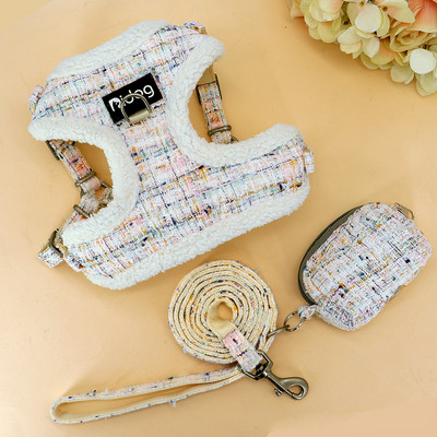 Λούτρινο λουρί σκύλου Χειμερινό ζεστό λουρί για σκύλους Μαλακό γεμιστό γιλέκο για κατοικίδια λουρί κουταβιού Μόλυβδος βόλτας για μικρά σκυλιά Chihuahua Bulldog