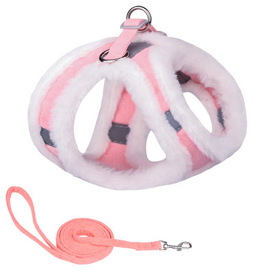 Talvine soe karusnaha lemmikloomakoera rakmete jalutusrihma komplekt reguleeritav helkur Chihuahua kutsika kassi rakmete vest väikestele koertele Yorkie