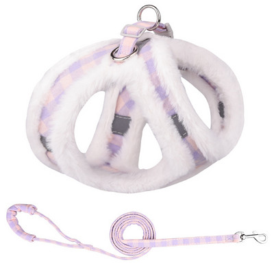 Talvine soe karusnaha lemmikloomakoera rakmete jalutusrihma komplekt reguleeritav helkur Chihuahua kutsika kassi rakmete vest väikestele koertele Yorkie