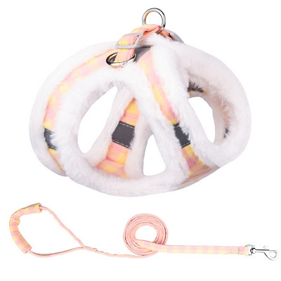 Talvine soe karusnaha lemmikloomakoera rakmete jalutusrihma komplekt reguleeritav helkur Chihuahua kutsika kassi rakmete vest väikestele koertele Yorkie