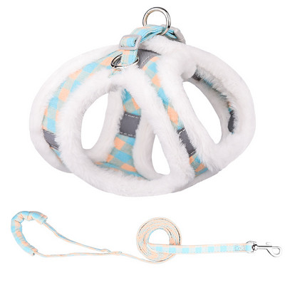 Talvine soe karusnaha lemmikloomakoera rakmete jalutusrihma komplekt reguleeritav helkur Chihuahua kutsika kassi rakmete vest väikestele koertele Yorkie