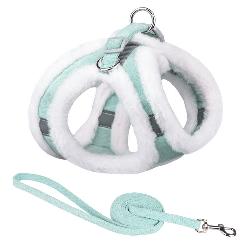 Talvine soe karusnaha lemmikloomakoera rakmete jalutusrihma komplekt reguleeritav helkur Chihuahua kutsika kassi rakmete vest väikestele koertele Yorkie