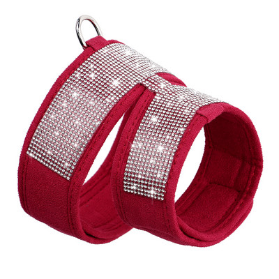 Ham cu strasuri Bling pentru caini din piele intoarsa moale, catel, pisica, vesta, accesorii, accesorii dragute cu stras pentru caini de talie mica, mijlocie, pisici