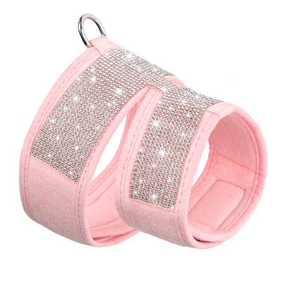 Ham cu strasuri Bling pentru caini din piele intoarsa moale, catel, pisica, vesta, accesorii, accesorii dragute cu stras pentru caini de talie mica, mijlocie, pisici