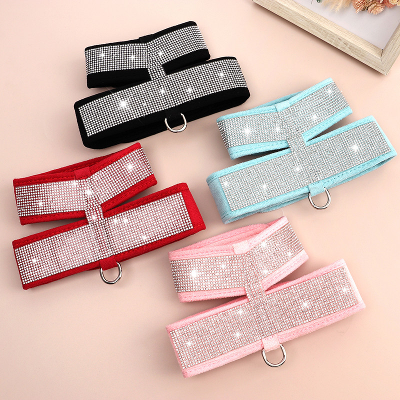 Ham cu strasuri Bling pentru caini din piele intoarsa moale, catel, pisica, vesta, accesorii, accesorii dragute cu stras pentru caini de talie mica, mijlocie, pisici