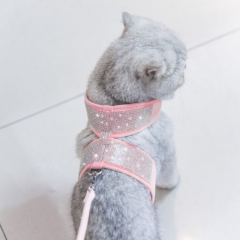 Ham cu strasuri Bling pentru caini din piele intoarsa moale, catel, pisica, vesta, accesorii, accesorii dragute cu stras pentru caini de talie mica, mijlocie, pisici