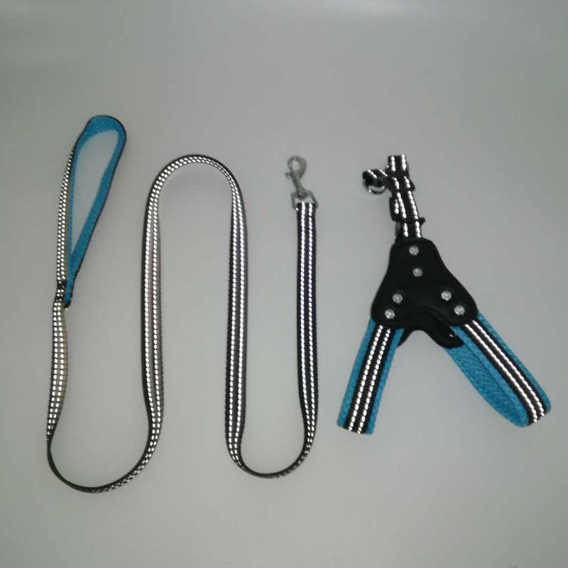 Ham fără tragere pentru câine, reglabil de bază, din nailon, cu vestă pentru câine, Hanress, capete reflectorizante pentru animale de companie, cu strasuri, lesă de mers, ham SML