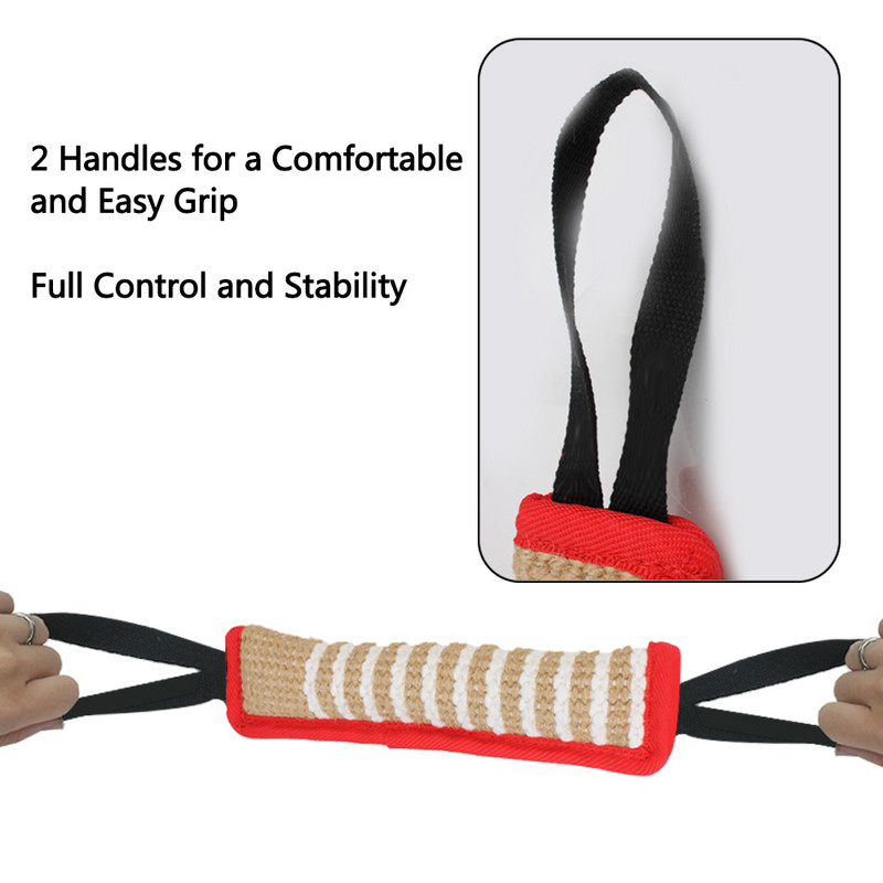 Šunų dresavimo kanapių audinys Patvarus šunų dresavimo pagalvė įkandimo vilkikas su 2 virvių rankenomis šunų įkandimo lazdele kramtomasis naminio gyvūnėlio žaislas