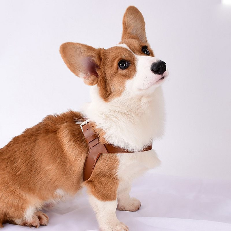 Piept ham pentru câini din piele PU pentru vestă pentru câini costum cu bandă pentru piept pentru câini mici, mijlocii mari, plimbare în aer liber Accesorii pentru animale de companie pentru animale