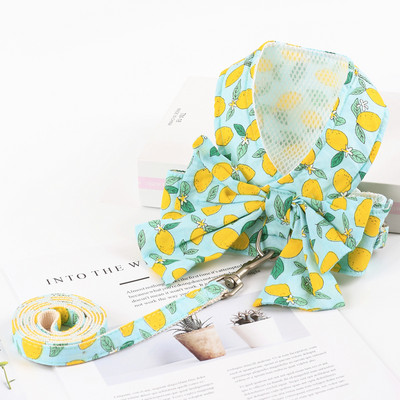 Set de ham și lesă pentru câini respirabil Haine pentru pisici cu bowknot floral pentru vestă pentru câini mici și mijlocii Lese Accesorii pentru animale de companie