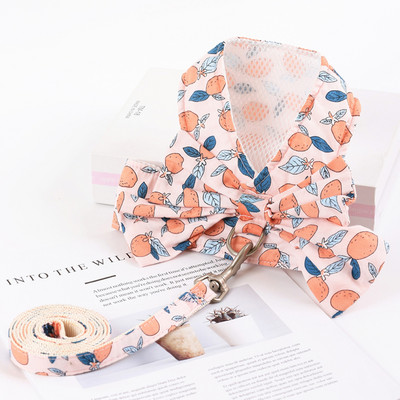 Set de ham și lesă pentru câini respirabil Haine pentru pisici cu bowknot floral pentru vestă pentru câini mici și mijlocii Lese Accesorii pentru animale de companie