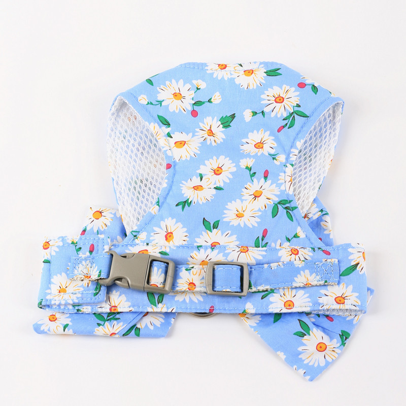 Set de ham și lesă pentru câini respirabil Haine pentru pisici cu bowknot floral pentru vestă pentru câini mici și mijlocii Lese Accesorii pentru animale de companie
