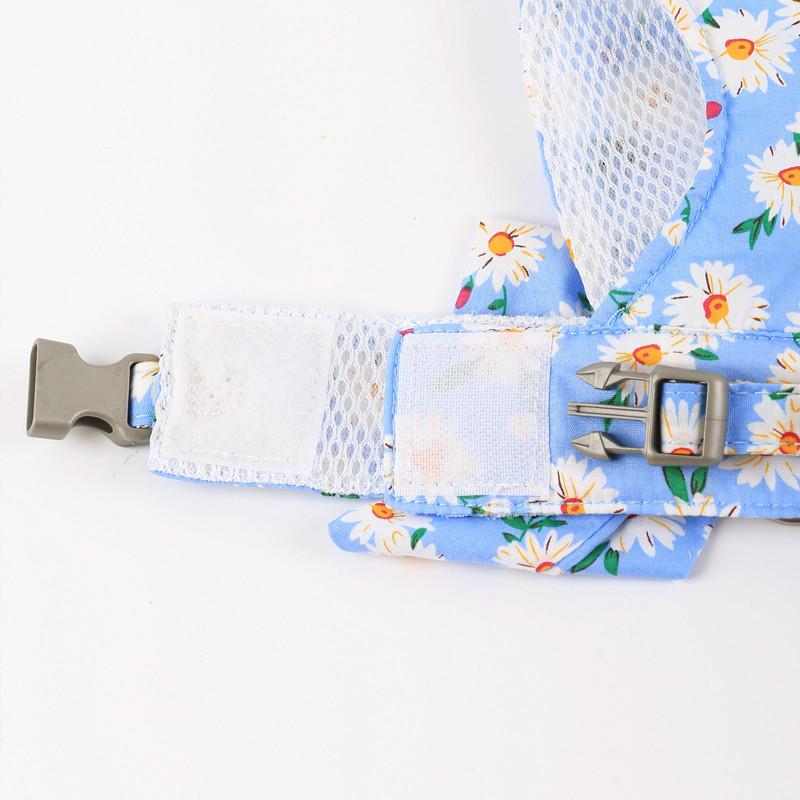 Set de ham și lesă pentru câini respirabil Haine pentru pisici cu bowknot floral pentru vestă pentru câini mici și mijlocii Lese Accesorii pentru animale de companie