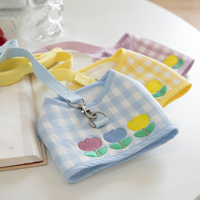 Tulpes izšūta krūšu siksna Vilkšanas virve Plaids Krūšu siksna pastaigu suns Kaķis Veste Apģērbs Tedijs Šnaucers Maltas čivava