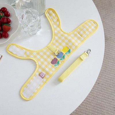 Κεντημένο λουρί στήθους με τουλίπα Σχοινάκι καρό λουράκι στήθους για περπάτημα γιλέκο σκύλου Ρούχα Teddy Schnauzer Maltese Chihuahua