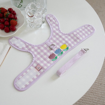 Κεντημένο λουρί στήθους με τουλίπα Σχοινάκι καρό λουράκι στήθους για περπάτημα γιλέκο σκύλου Ρούχα Teddy Schnauzer Maltese Chihuahua