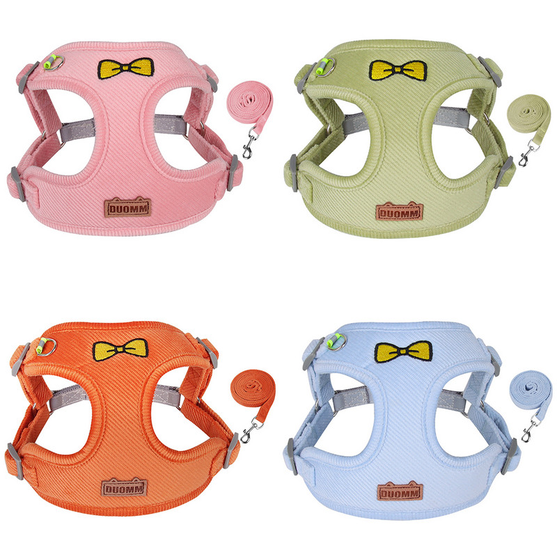 Harnaș reflectorizant pentru câini, vestă, lesă, cățeluș, velur, pisică, plimbare, lesă, mic, mediu, pentru animale de companie, curea pentru piept, arc brodat