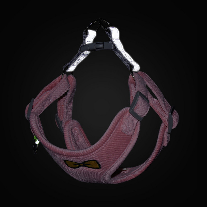 Harnaș reflectorizant pentru câini, vestă, lesă, cățeluș, velur, pisică, plimbare, lesă, mic, mediu, pentru animale de companie, curea pentru piept, arc brodat