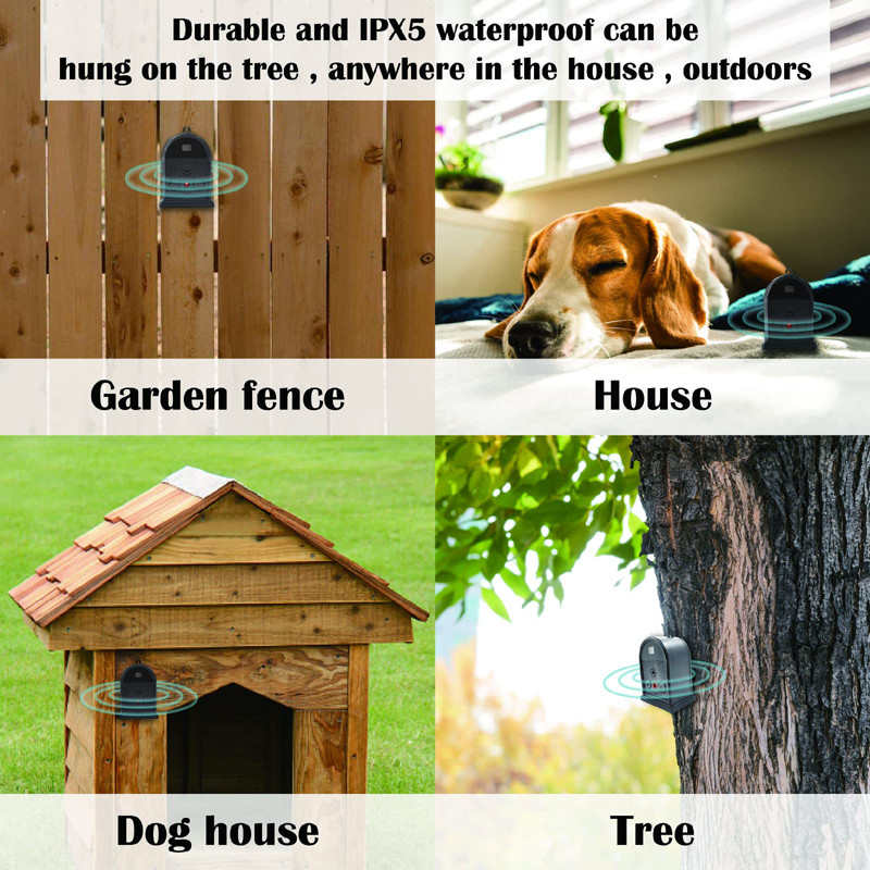 Benepaw Safe Anti Barking Device Ενσωματωμένο φως LED Αδιάβροχες συσκευές αποτροπής φλοιού 4 ρυθμιζόμενες λειτουργίες έως 15m/50 πόδια εμβέλεια