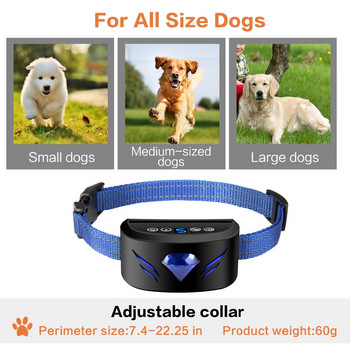 Dog Bark Collar Επαναφορτιζόμενο κολάρο εκπαίδευσης κατά του γαβγίσματος Ανακλαστικό κολάρο σκύλου για μικρά μεσαία μεγάλα σκυλιά Αναβαθμισμένη εργασία Flash