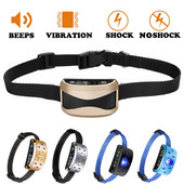 Електронен шоков нашийник против лай на кучета със звуков сигнал и вибрация Акумулаторни нашийници за кучета, устойчиви на дъжд, спиращи лая