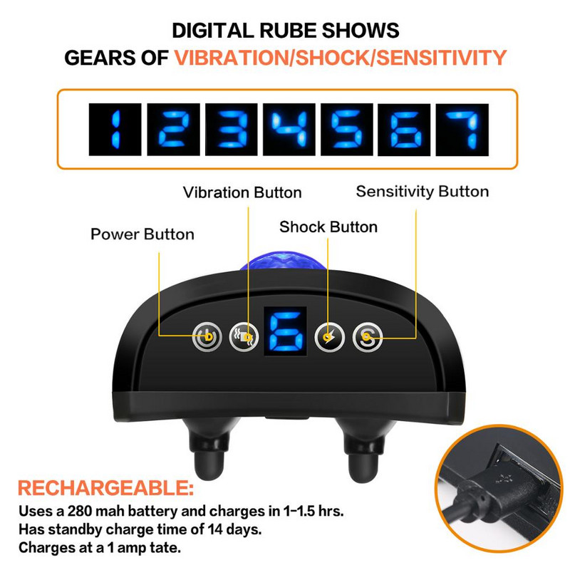 Електронен шоков нашийник против лай на кучета със звуков сигнал и вибрация Акумулаторни нашийници за кучета, устойчиви на дъжд, спиращи лая