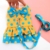 Φόρεμα για σκύλους με λουρί Ρούχα κατοικίδιων ζώων για μικρά σκυλιά γάτες Φούστα άνοιξη και καλοκαίρι οδηγεί Πριγκίπισσα Φόρεμα με φιόγκο για κουτάβι λουρί