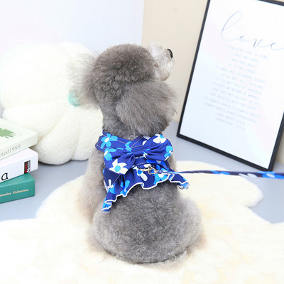 Φόρεμα για σκύλους με λουρί Ρούχα κατοικίδιων ζώων για μικρά σκυλιά γάτες Φούστα άνοιξη και καλοκαίρι οδηγεί Πριγκίπισσα Φόρεμα με φιόγκο για κουτάβι λουρί