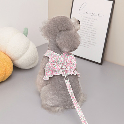 Φόρεμα για σκύλους με λουρί Ρούχα κατοικίδιων ζώων για μικρά σκυλιά γάτες Φούστα άνοιξη και καλοκαίρι οδηγεί Πριγκίπισσα Φόρεμα με φιόγκο για κουτάβι λουρί