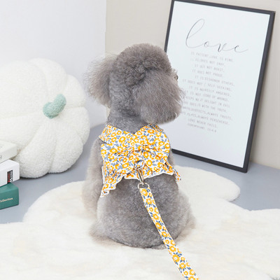 Φόρεμα για σκύλους με λουρί Ρούχα κατοικίδιων ζώων για μικρά σκυλιά γάτες Φούστα άνοιξη και καλοκαίρι οδηγεί Πριγκίπισσα Φόρεμα με φιόγκο για κουτάβι λουρί