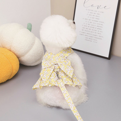 Φόρεμα για σκύλους με λουρί Ρούχα κατοικίδιων ζώων για μικρά σκυλιά γάτες Φούστα άνοιξη και καλοκαίρι οδηγεί Πριγκίπισσα Φόρεμα με φιόγκο για κουτάβι λουρί