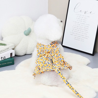 Φόρεμα για σκύλους με λουρί Ρούχα κατοικίδιων ζώων για μικρά σκυλιά γάτες Φούστα άνοιξη και καλοκαίρι οδηγεί Πριγκίπισσα Φόρεμα με φιόγκο για κουτάβι λουρί