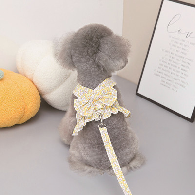 Φόρεμα για σκύλους με λουρί Ρούχα κατοικίδιων ζώων για μικρά σκυλιά γάτες Φούστα άνοιξη και καλοκαίρι οδηγεί Πριγκίπισσα Φόρεμα με φιόγκο για κουτάβι λουρί