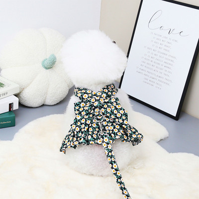 Φόρεμα για σκύλους με λουρί Ρούχα κατοικίδιων ζώων για μικρά σκυλιά γάτες Φούστα άνοιξη και καλοκαίρι οδηγεί Πριγκίπισσα Φόρεμα με φιόγκο για κουτάβι λουρί