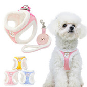 Set de lesă pentru ham pentru câini de talie mică, reglabil pentru menținerea caldă pentru cățeluș, pisică, ham, vestă, buldog francez, pug, lesă de plimbare în aer liber