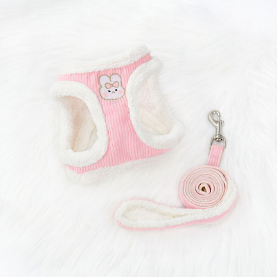 Set de lesă pentru ham pentru câini de talie mică, reglabil pentru menținerea caldă pentru cățeluș, pisică, ham, vestă, buldog francez, pug, lesă de plimbare în aer liber