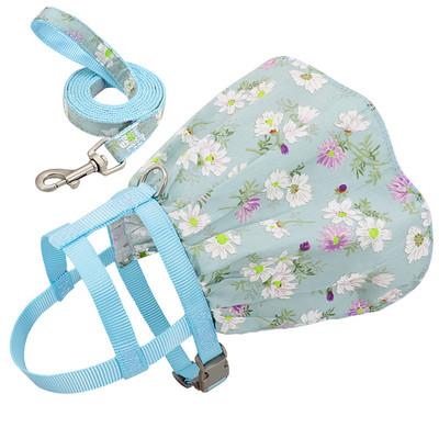 Cățeluș mic, câine, pisică, haine, ham, lesă, reglabil, imprimat floral, ham pentru animale de companie, vestă, rochie pentru câini de talie mică, mijlocie, pisici, chihuahua