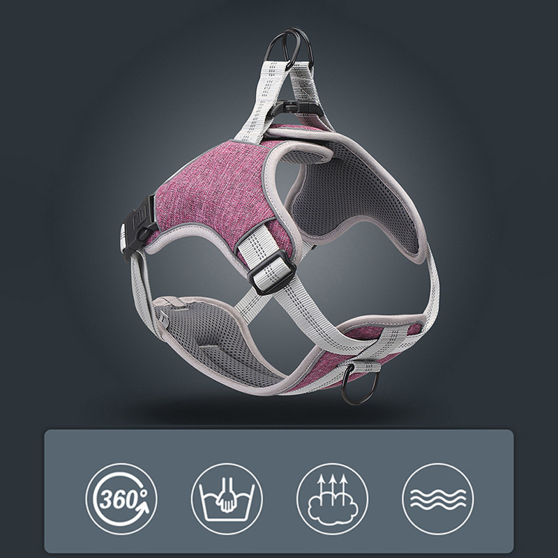 Ham pentru câini fără tragere Căptușeală moale reflectorizant pentru câini mijlocii mari, ham pentru câini, vestă, respirabil, antrenament de mers, curea pentru piept, aprovizionare pentru animale de companie