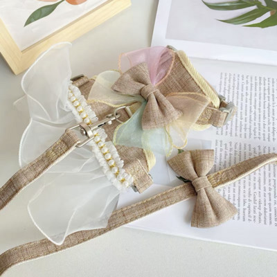 Princess mačka Set pojaseva i uzica za pse Čipkasta mašna Dodaci za štene na otvorenom Pribor za treniranje hodanja kućnih ljubimaca za male pse Chihuahua