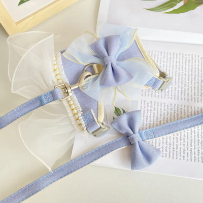 Princess mačka Set pojaseva i uzica za pse Čipkasta mašna Dodaci za štene na otvorenom Pribor za treniranje hodanja kućnih ljubimaca za male pse Chihuahua